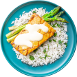 10 - Grilled Mahi Bowl with Cilantro Rice and Asparagus (GF) For Sale