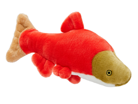 Fluff & Tuff Cedar Salmon - Large Squeaky Stuffed Dog Toy For Sale