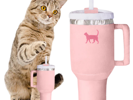 PUPROAR Kitty Cup Tumbler Plush Cat Toy with Catnip & Crinkle Paper - Peach Pink Dust For Sale