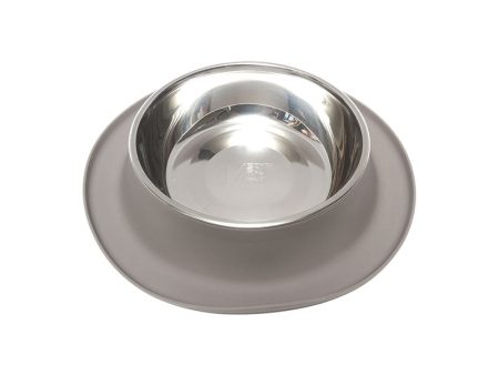 Messy Mutts Single Silicone Feeder with Stainless Bowl - Medium 1.5 Cup Bowl - Grey Online Hot Sale