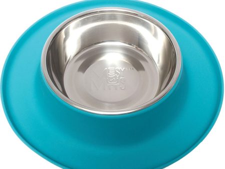 Messy Mutts Single Silicone Feeder with Stainless Bowl - Large 6 Cup Bowl - Blue Hot on Sale