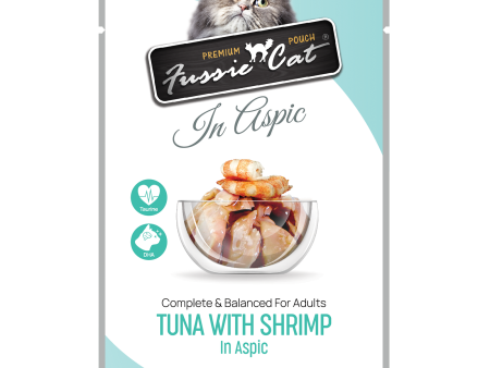 Fussie Cat Wet Cat Food Grain Free Premium Tuna with Shrimp Formula in Aspic 2.47oz Pouch Single Discount