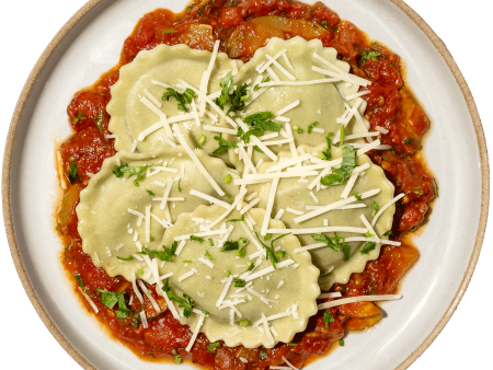 29 -  Vegetarian Spinach and Ricotta Ravioli with Arrabbiata Sauce and Parmesan Sale