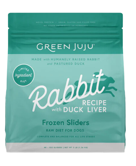 Green Juju Frozen Dog Food - Rabbit with Duck Liver Recipe Sliders 3lb Bag Fashion