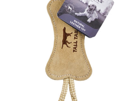 Tall Tails Natural Leather Dog Toy - Bone Tug 16  Fashion