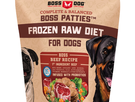 Boss Dog Frozen Complete Raw Beef 8oz. Patties 6lb Bag For Cheap