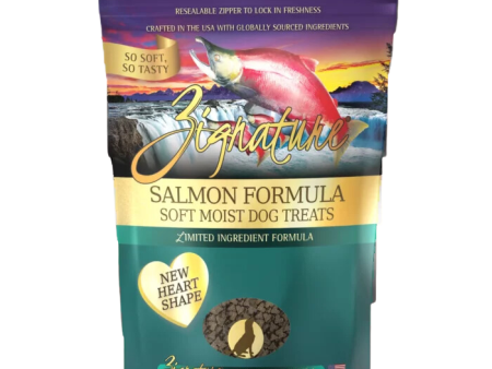 Zignature Dog Treats Grain-Free Soft Moist Salmon Formula 4oz Bag (New Heart Shape) Online now