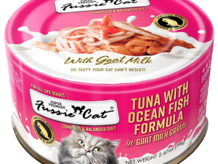 Fussie Cat Wet Cat Food Goat Milk Formula - Tuna & Ocean Fish  2.4oz Can Single Online Hot Sale