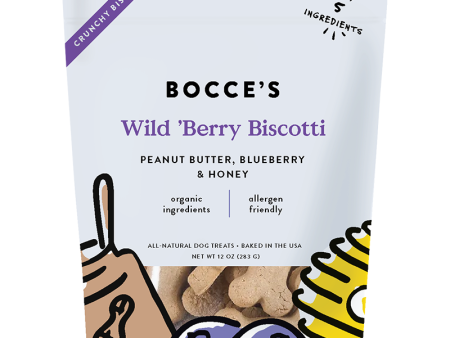 Bocce’s Small Batch Crunchy Dog Biscuits - Wild  Berry Biscotti 12oz Bag Fashion