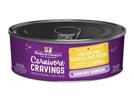 Stella & Chewy s Wet Cat Food Carnivore Cravings Savory Shreds Chicken & Chicken Liver Recipe For Sale