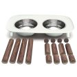 Messy Mutts Elevated Double Feeder with Stainless Bowls - Adjustable Height 3  to 10 , 5 Cups Per Bowl - Light Grey w  Faux Wood Legs Online now