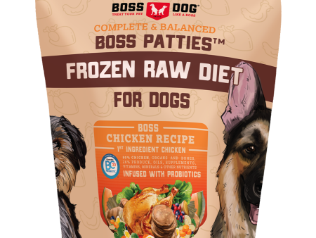 Boss Dog Frozen Complete Raw Chicken 8oz. Patties 6lb Bag Fashion