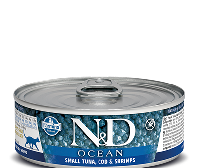 Farmina Ocean Wet Cat Food N&D Tuna, Cod & Shrimp Stew 2.5oz Can Single Online Sale