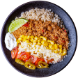 03 - Turkey Taco Bowl with Brown Rice, Corn, and Mozzarella Cheese  (GF) Cheap