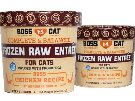 Boss Cat Frozen Complete Raw Chicken Entree 8oz Tub For Discount