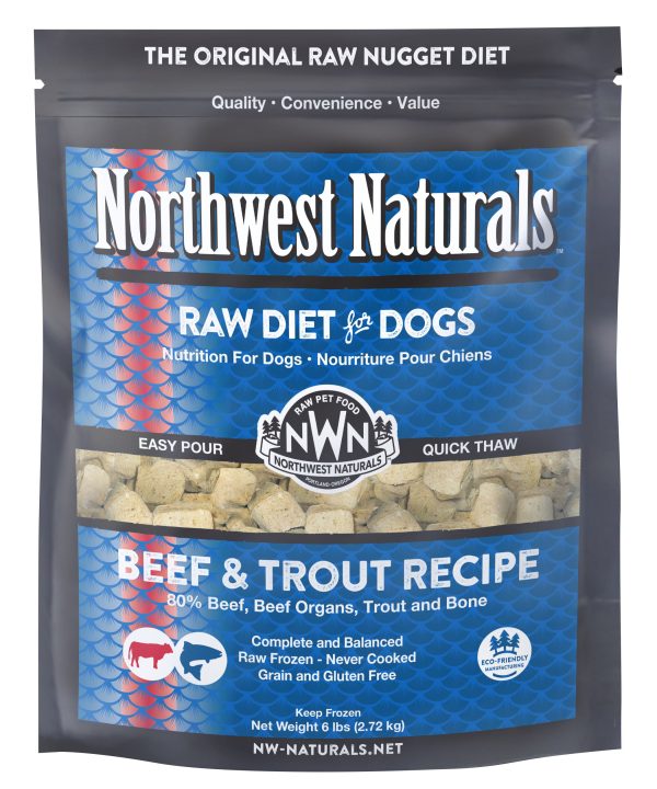 Northwest Naturals Frozen Raw Nuggets - Beef & Trout - 6lb Bag *Special Order Only* Cheap