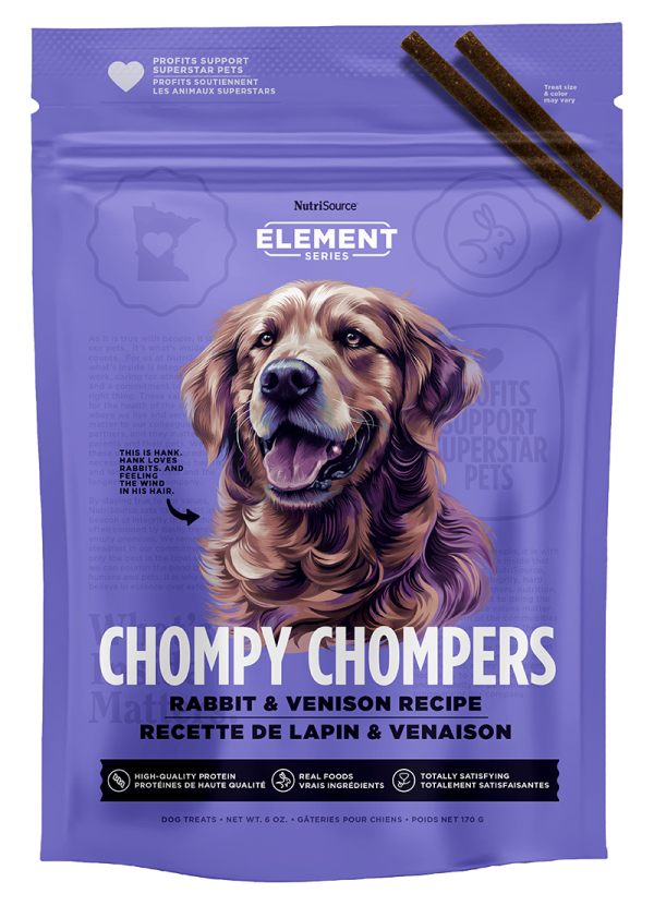 Nutrisource Element Chompy Chompers Rabbit & Venison Dog Treats 6oz Bag Fashion