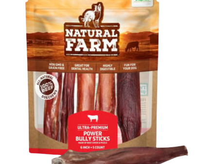 Natural Farm Power Bully Stick 6  5-Pack Bag Fashion