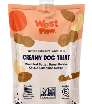 West Paw Creamy Dog Treat Mixed Nut Butter, Sweet Potato, Chia & Cinnamon 6.2oz pouch on Sale