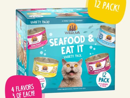 Weruva Wet Cat Food Seafood & Eat It! Variety Pack 3oz Cans 12pk For Sale