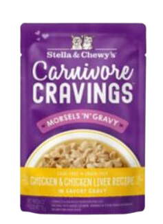 Stella & Chewy s Wet Cat Food Carnivore Cravings Morsels N  Gravy Chicken & Chicken Liver Recipe 2.8oz Pouch Single Sale