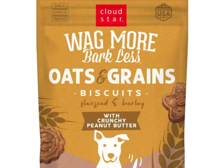 Cloud Star Wag More Bark Less Oats & Grains Biscuits Crunchy Peanut Butter 3lb Bag For Sale