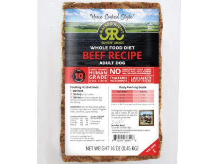 Raised Right Adult Dog Recipe - Beef 16oz Frozen Flexible Tray Sale