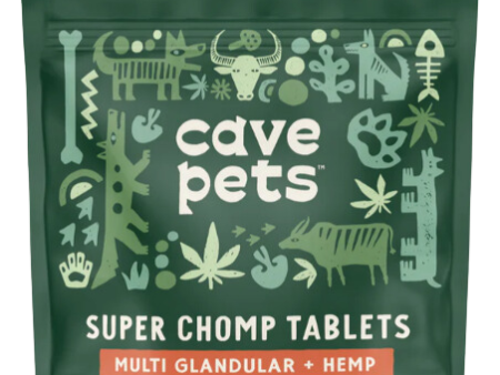 Cave Pets Multi Glandular + Hemp Super Chomp Tablets 60ct Pouch Supply