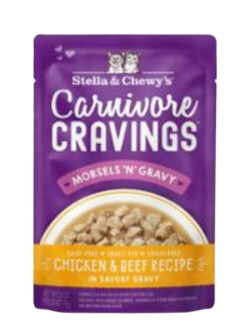 Stella & Chewy s Wet Cat Food Carnivore Cravings Morsels N  Gravy Chicken & Beef 2.8oz Pouch Single Fashion