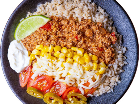 03 - Turkey Taco Bowl with Brown Rice, Corn, and Mozzarella Cheese  (GF) Cheap