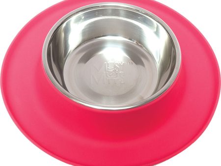 Messy Mutts Single Silicone Feeder with Stainless Bowl - Medium 1.5 Cup Bowl - Red Cheap