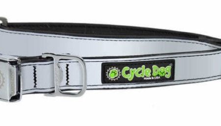 Cycle Dog MAX Reflective Regular Width Metal Clasped Collar -Silver- on Sale