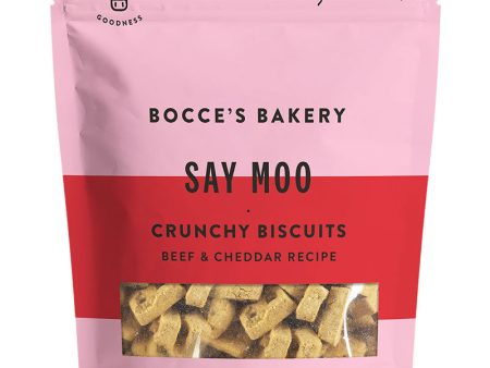 Bocce’s Everyday Crunchy Dog Biscuits - Say Mooo 5oz bag For Sale