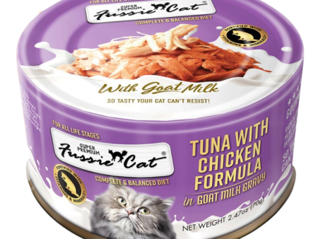 Fussie Cat Wet Cat Food Goat Milk Formula - Tuna & Chicken 2.4oz Can Single Hot on Sale