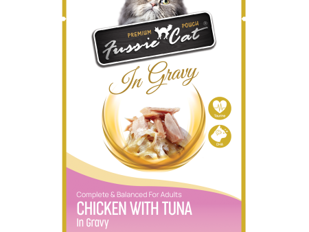 Fussie Cat Wet Cat Food Grain Free Premium Chicken with Tuna Formula in Gravy 2.47oz Pouch Single Online now