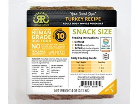 Raised Right Adult Dog Recipe - Turkey 4oz Frozen Snack Size Supply