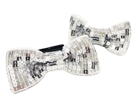 DOGO EasyBow Sequin Bow Tie - Silver For Sale