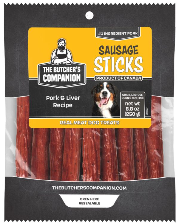 The Butcher s Companion Pork & Liver Sausage Sticks for Dogs 8.8oz Pouch For Sale