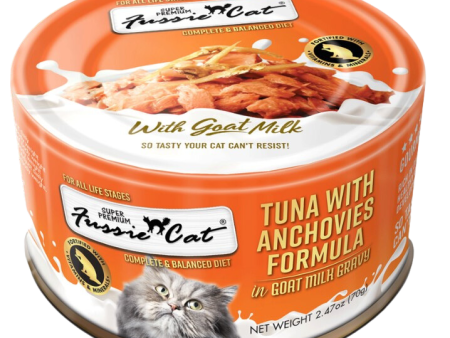 Fussie Cat Wet Cat Food Goat Milk Formula - Tuna & Anchovies 2.4oz Can Single Discount