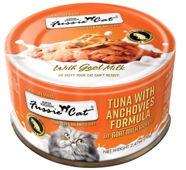 Fussie Cat Wet Cat Food Goat Milk Formula - Tuna & Anchovies 2.4oz Can Single Discount