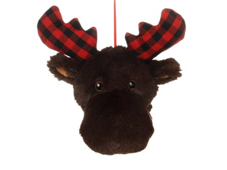 Tall Tails 2-in-1 Holiday Dog Toy - Moose Head 4  (with spikey squeaker ball hidden inside!) For Sale