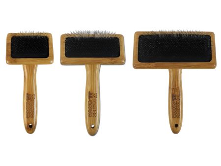 Bamboo Groom Slicker Brush w  Stainless Steel Pins - Medium Cheap