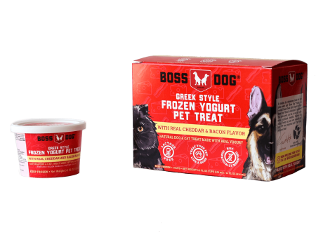 Boss Dog® Greek Style Frozen Yogurt Pet Treat - Real Cheddar & Bacon Flavor 3.5oz Cups 4-Pack For Sale