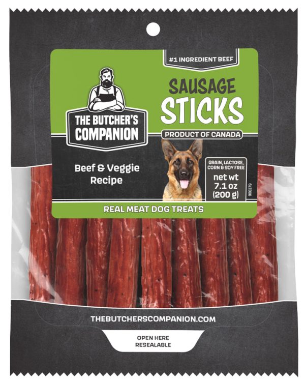 The Butcher s Companion Beef & Veggie Sausage Sticks for Dogs 7.1oz Pouch Sale