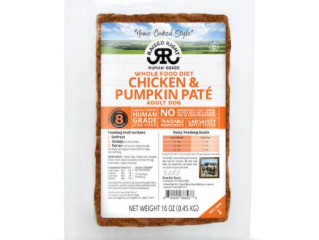 Raised Right Adult Dog Recipe - Chicken & Pumpkin Paté 16oz Frozen Flexible Tray Online Sale