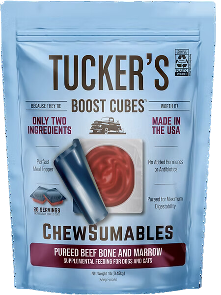 Tucker s Raw Frozen Boost Cubes - Chewsumables Beef Bone & Marrow 1lb Bag (20 servings per bag) For Sale