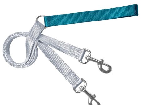 2 Hounds Design Double Connection Training Leash - 1  Wide Teal Silver Online