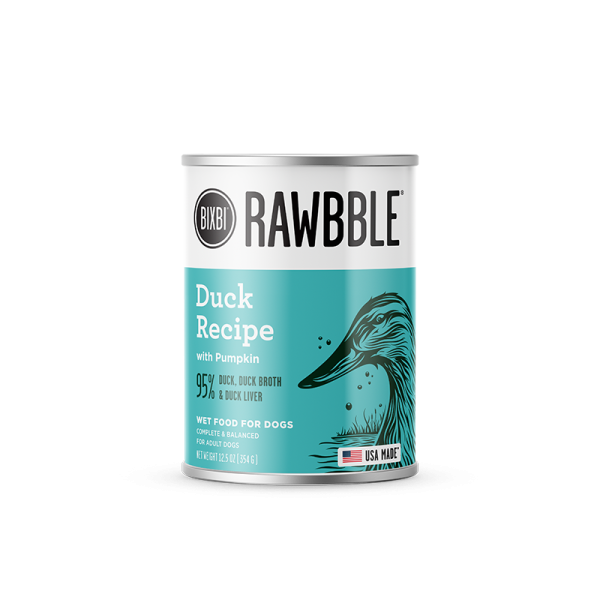 Bixbi RAWBBLE® Wet Dog Food Duck Recipe 12.5oz Can Single Sale