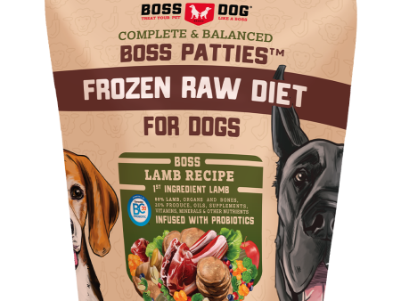 Boss Dog Frozen Complete Raw Lamb 8oz. Patties 6lb Bag Supply