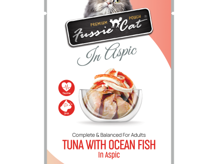 Fussie Cat Wet Cat Food Grain Free Premium Tuna with Ocean Fish Formula in Aspic 2.47oz Pouch Single For Cheap